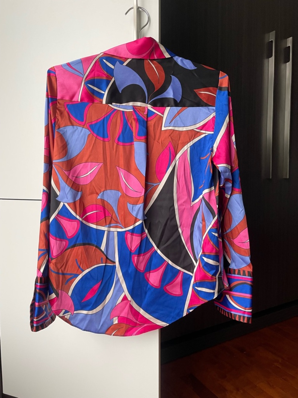 Zara Colorblock Pink, Blue & Black Geometric Button-Down Shirt - Picture 3 of 7